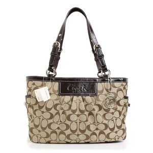 Authentic COACH Signature East West Gallery Pleated Tote